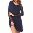 thumbnail image 4 of Woman Nightgown Clearance Women's Fashion Solid Color V-neck Comfortable Loose Camisole Lace Long Sleeves Blouse Casual Tops Dress, 4 of 5
