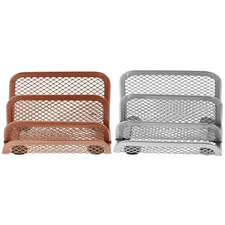 unbranded  2 Pcs File Holder for Desk Rose Gold (1pcs Each) Upright Book Organizer