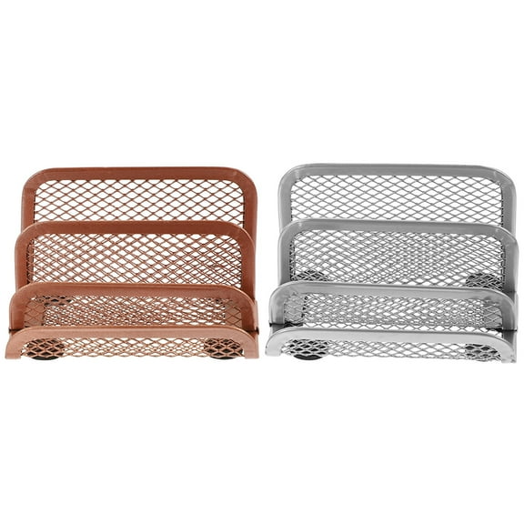 unbranded  2 Pcs File Holder for Desk Rose Gold (1pcs Each) Upright Book Organizer