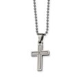 thumbnail image 1 of Stainless Steel .03 Carat Diamond Cross Pendant 22 Inch Ball Chain Necklace Charm Religious, 1 of 7