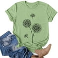 thumbnail image 1 of T-shirts d'Été pour Femmes à Col Rond, T-Shirt Imprimé Pissenlit, T-Shirt Décontracté à Manches Courtes, Hauts pour Femmes, Chemisiers, Chandail, 1 of 4
