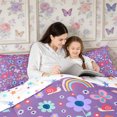 thumbnail image 4 of Manfei Kawaii Rainbow Twin Comforter Sets 2pcs,Flowers Butterflies Bedding Set,1 Comforter and 1 Pillowcase,Reversible, 4 of 6