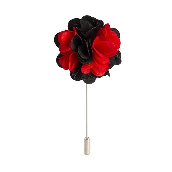 Knighthood Men's Flower Bunch Lapel Pin/Brooch for Suit (Red & Black)