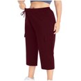thumbnail image 3 of Womens Elastic High Waisted Capris Pants Plus Size Gym Running Workout Athletic Capri Pants with Pockets, 3 of 9