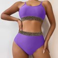 thumbnail image 2 of SELONE Womens 2 Piece Swimsuits with Underwire with Bra Size Fashion Comfortable Solid Color Bikini Sexy Plain Color Swimsuit Bikinis Sets Purple L, 2 of 4