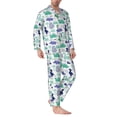 thumbnail image 2 of Daiia Dinosaur for Men's Long-Sleeved Pajama Set – Soft & Comfortable Sleepwear Button-Up Pajamas Cozy Lounge Wear-XX-Large, 2 of 7