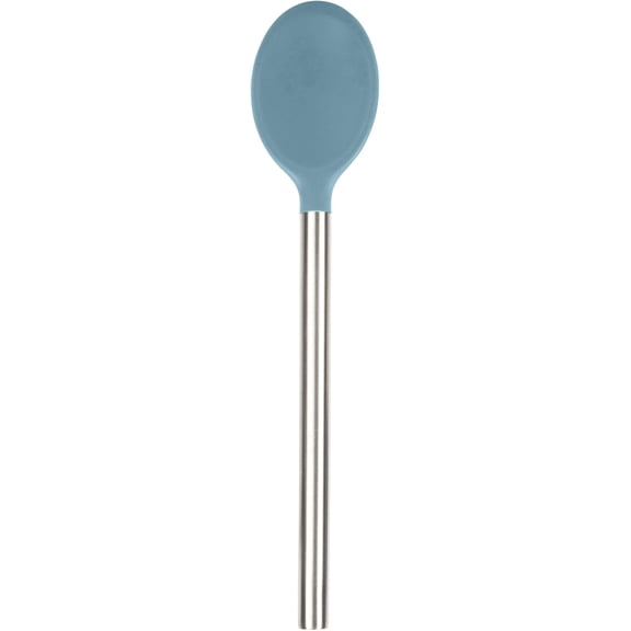 Tovolo Silicone Mixing Spoon with Stainless Steel Handle Blue Slate, Dishwasher Safe Heat Resistant Scratch Resistant Silicone Stirring Cooking Spoon for Nonstick Cookware Kitchen Utensils