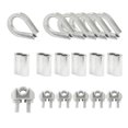 thumbnail image 1 of Qucyy 18Pcs M6 (1/4") Wire Rope Accessory Set, M6 Stainless Steel Wire Rope Cable Clip Clamp Stainless Steel Thimble Aluminum Crimping Loop Sleeve for 1/4 Inch Wire Rope Cable, 1 of 5