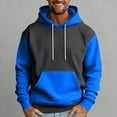 thumbnail image 5 of QHRMKOG Men's Pullover Hoodies Fashion Color Block Hooded Sweatshirts Relaxed Fit Long Sleeve Drawstring Hoodie Winter Warm Tops with Pockets Blue L, 5 of 5