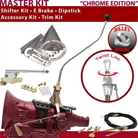 American Shifter 4L60E Shifter Kit Chrome 23 in. Swan E Brake Cable Trim Kit Dipstick for F5ECF