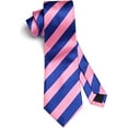 thumbnail image 4 of HISDERN Stripe Tie Mens Ties and Pocket Square Set Classic 3.4'' Silk Formal Striped Necktie, 4 of 7
