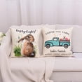 thumbnail image 5 of Set of 4 Decorative Easter Bunny Throw Pillow Covers - Truck Eggs Linen 18 x 18 Inches Pillow Cushion Case for Sofa Couch Bed Home Outdoor Car (18" x 18", Easter/Rabbit), 5 of 6
