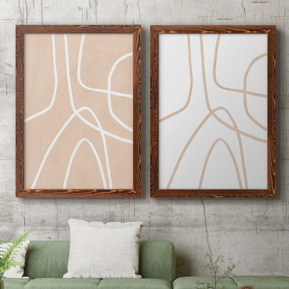 Clean Contour I - Premium Framed Canvas 2 Piece Set - Ready to Hang