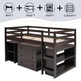 thumbnail image 4 of Bellemave Low Loft Bed with Movable Desk and Storage, Wood Twin Size Loft Bed with Drawers and Bookcase Shelf, Loft Bed with Cabinet for Teen Bedroom（Espresso), 4 of 8