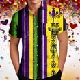 thumbnail image 2 of Mens Mardi Gras Shirt Mask Graphic Tee Button Down Short Sleeve Blouse Summer Hawaiian Shirts Carnival Festival Outfits Men, 2 of 6