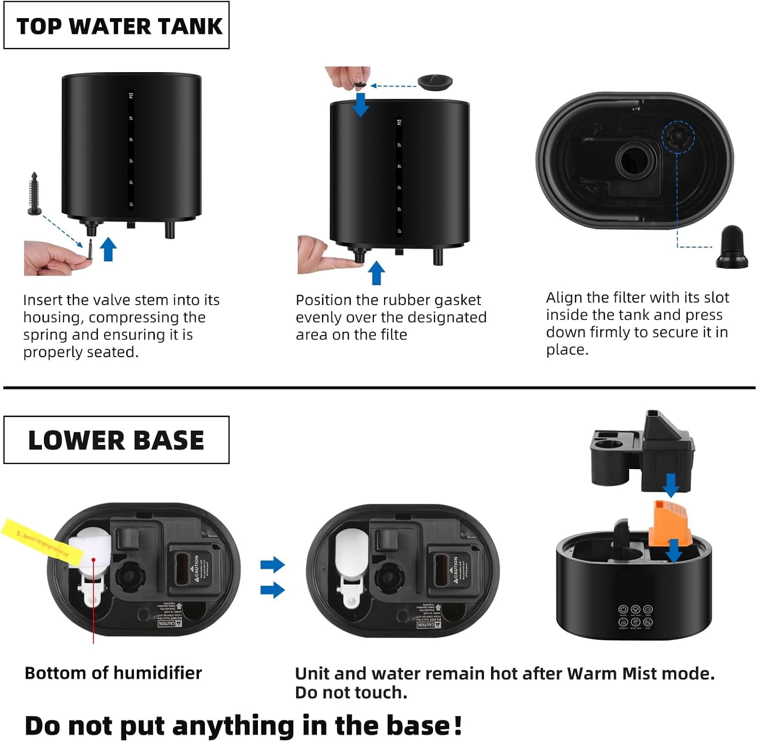 Humidifiers Large Room Home,Cool and Warm for Baby and Plants Hot Mist Top Fill Desk Quiet,Adjustable Mist,360 ° Nozzle-Black