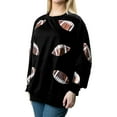 thumbnail image 6 of BODOAO Womens Sparkle Football Sequin Rugby Sweatshirt Game Day Y2K Crewneck Oversized Shirt Long Sleeve Loose Pullover Sequin Rugby Sweatshirt Crewneck Oversized Shirt Fleece Pullover Black L, 6 of 8