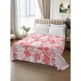 thumbnail image 2 of Red Pink Flowers California King Size Flat Sheet, Wrinkleproof & Fadeproof Cooling Flat Bed Sheet Only, Watercolor Summer Botanical Floral Breathable Soft Bedding Top Sheets 108 x 98 Inches, 2 of 8
