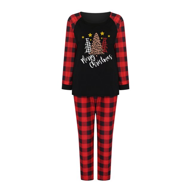 DPTALR Ensemble de Pyjamas de Noël Assortis pour la Famille Pyjamas de Noël pour la Famille Ensemble Haut à Carreaux Rouges et Pantalon Long Ensembles de Vêtements de Nuit