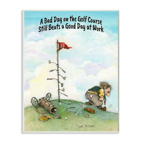 Bad Golf Beats Good Work Funny Cartoon Golf Sports Design Oversized Wall Plaque Art by Gary Patterson
