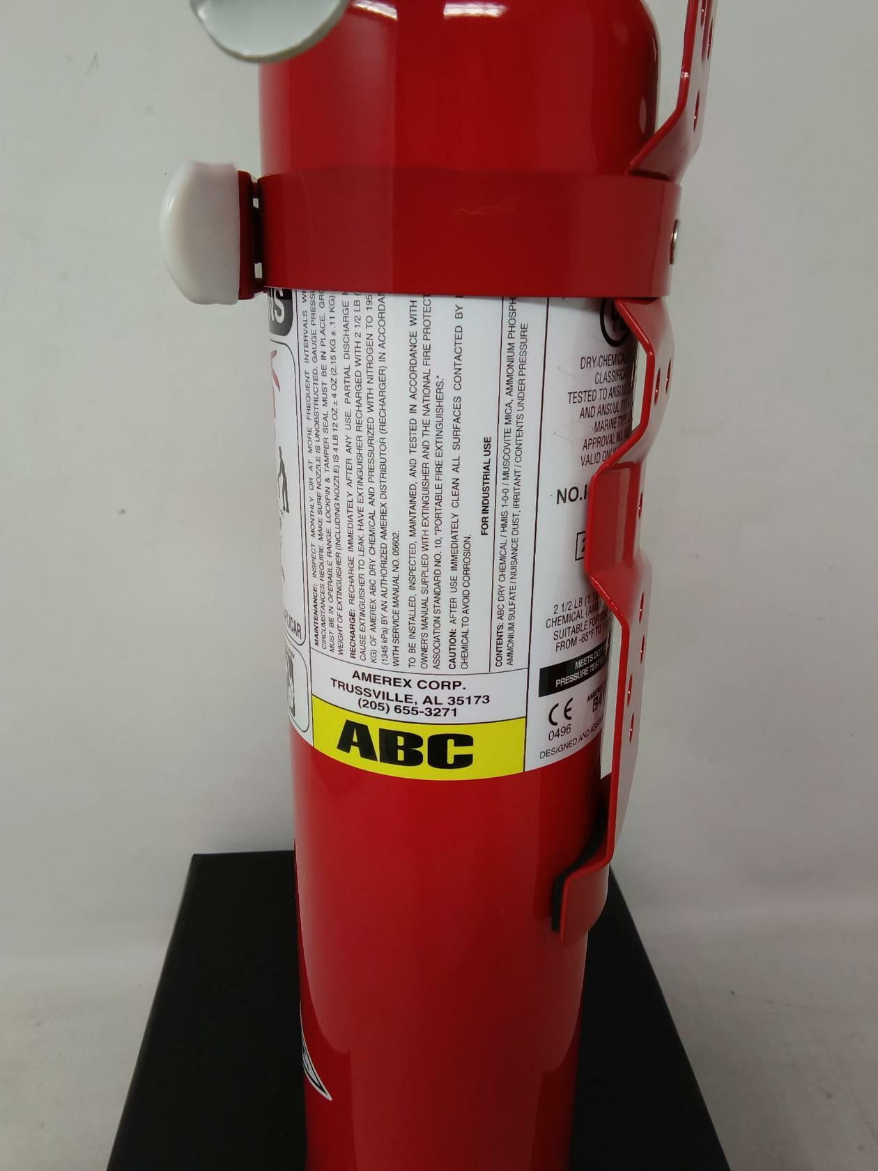 Amerex B417T, 2.5 Pound ABC Dry Chemical Class A B C Multi-Purpose 2.5 Pound Fire Extinguisher with Wall Bracket