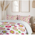 thumbnail image 6 of Ambesonne Cartoon Duvet Cover Sets, Flowers Heart Shapes, 2-King, Lime Purple Red, 6 of 7