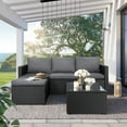 thumbnail image 3 of Walsunny 3 Piece Gray Outdoor Furniture Sectional Sofa Patio Set with Black Rattan Wicker, 3 of 8