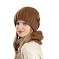 thumbnail image 1 of Gorro de lana de color liso para invierno, grueso, cálido, con protección auditiva y contra el frío, de punto, conjunto de dos gorros para mujer., 1 of 2
