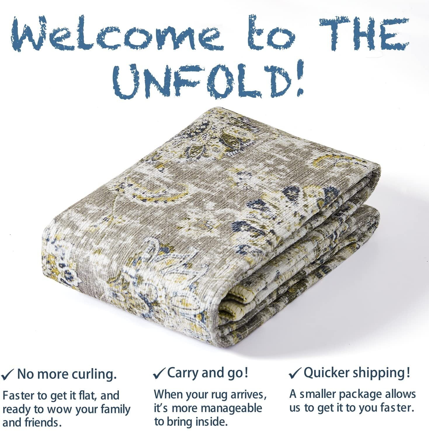 RUGKING Area Rug 2x3 Doormat for Bedroom Indoor Non-Slip Foldable Vintage Rug Floral Rug for Entryway  Taupe