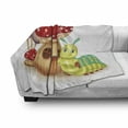 thumbnail image 3 of Caterpillar Soft Flannel Fleece Throw Blanket, Mushroom House with Bug Cartoon Illustration Larva Type Bug Happy Character, Cozy Plush for Indoor and Outdoor Use, 50" x 70", Multicolor, by Ambesonne, 3 of 6