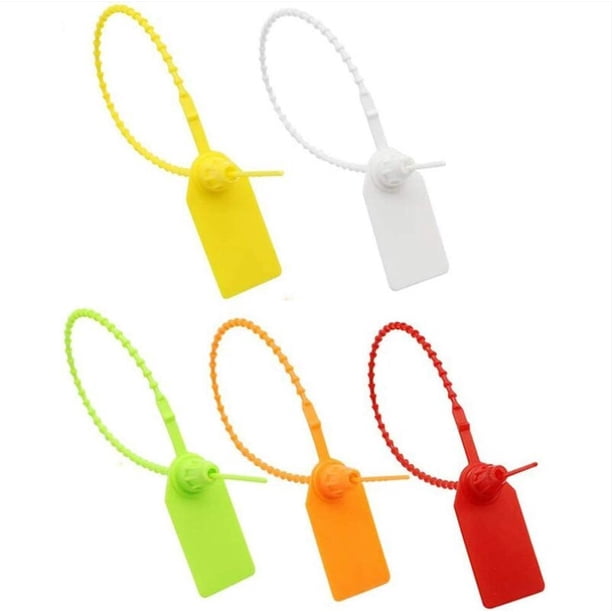 Etiqueta colgante para bridas de cables, 100 unidades, etiqueta colgante de plástico para bridas, etiqueta de marca autoblocante para ropa, zapatos