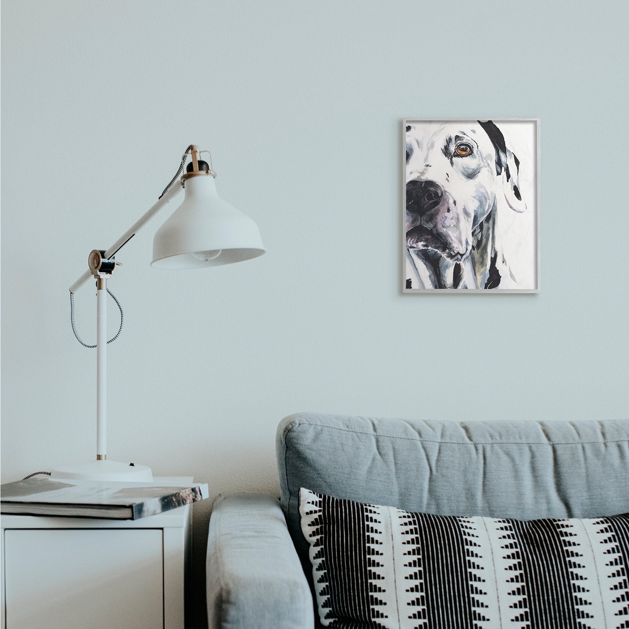 Stupell Industries Dalmatian Pet Dog Portrait Bold Spotted Dog Grey Framed, 11 x 14, Design by George Dyachenko