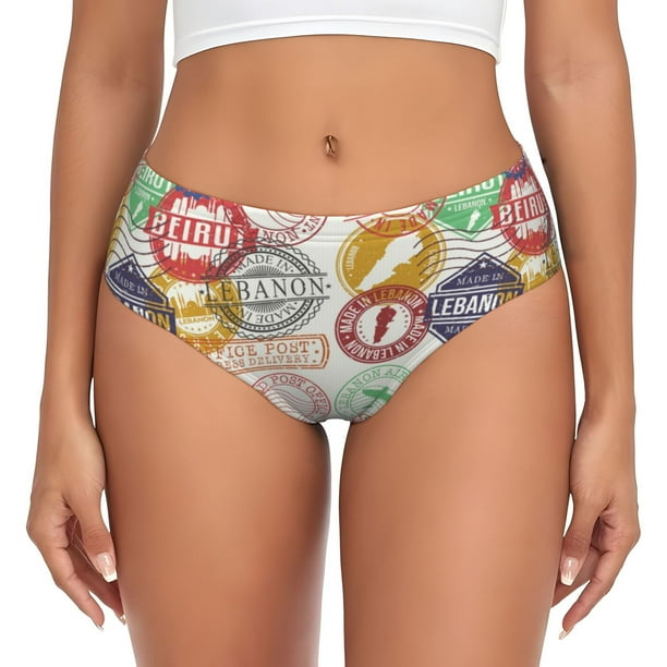 Fotbe Travel Stamp Calzones Estampados para Mujer – Ropa Interior de Algodón, Cómoda, Suave y Elástica-XX-Large