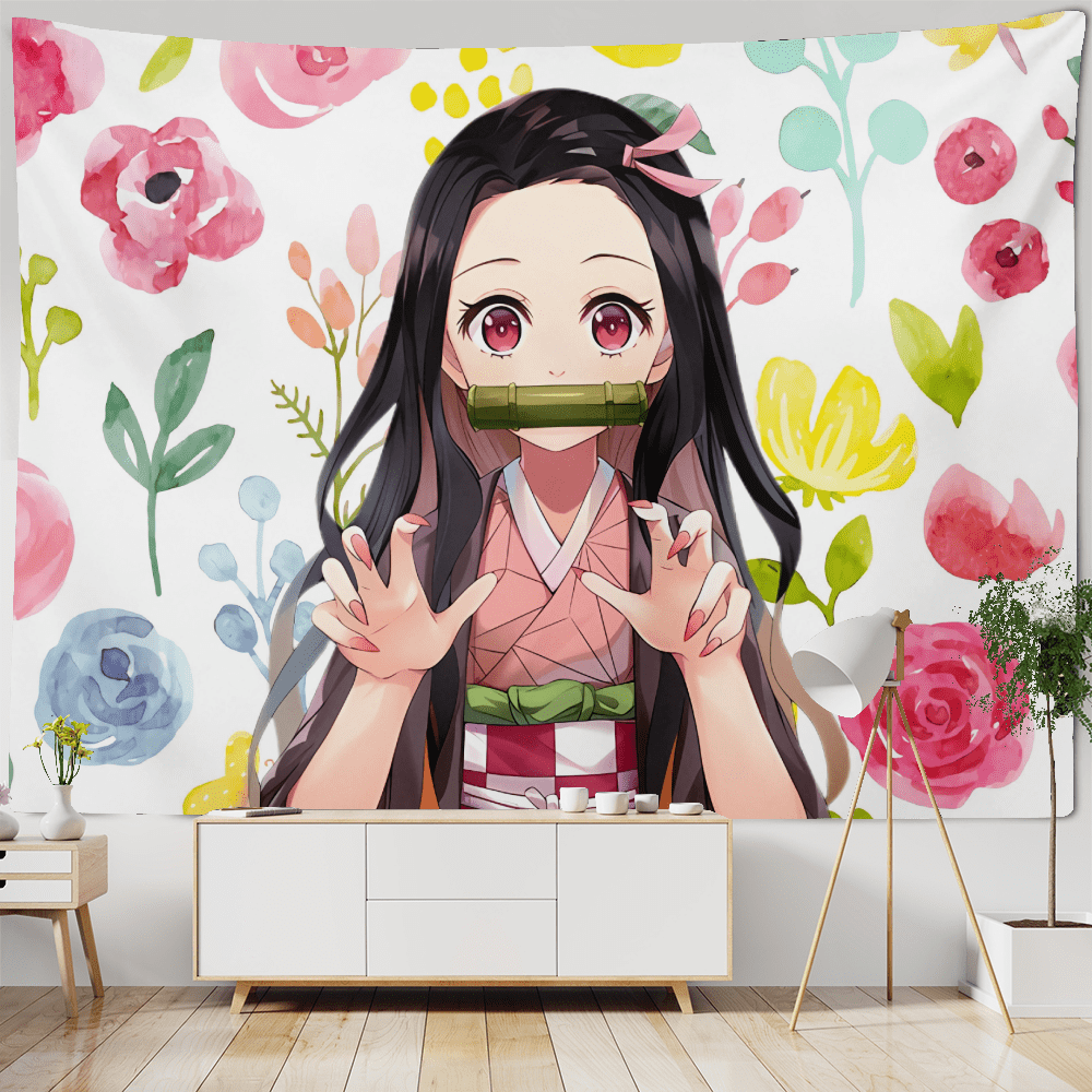 Demon Slayer Tanjiro Nezuko Characters Poster Wall Hanging Tapestry  Japanese Anime Tapestrys Room Decor Aesthetic Home Wallpaper