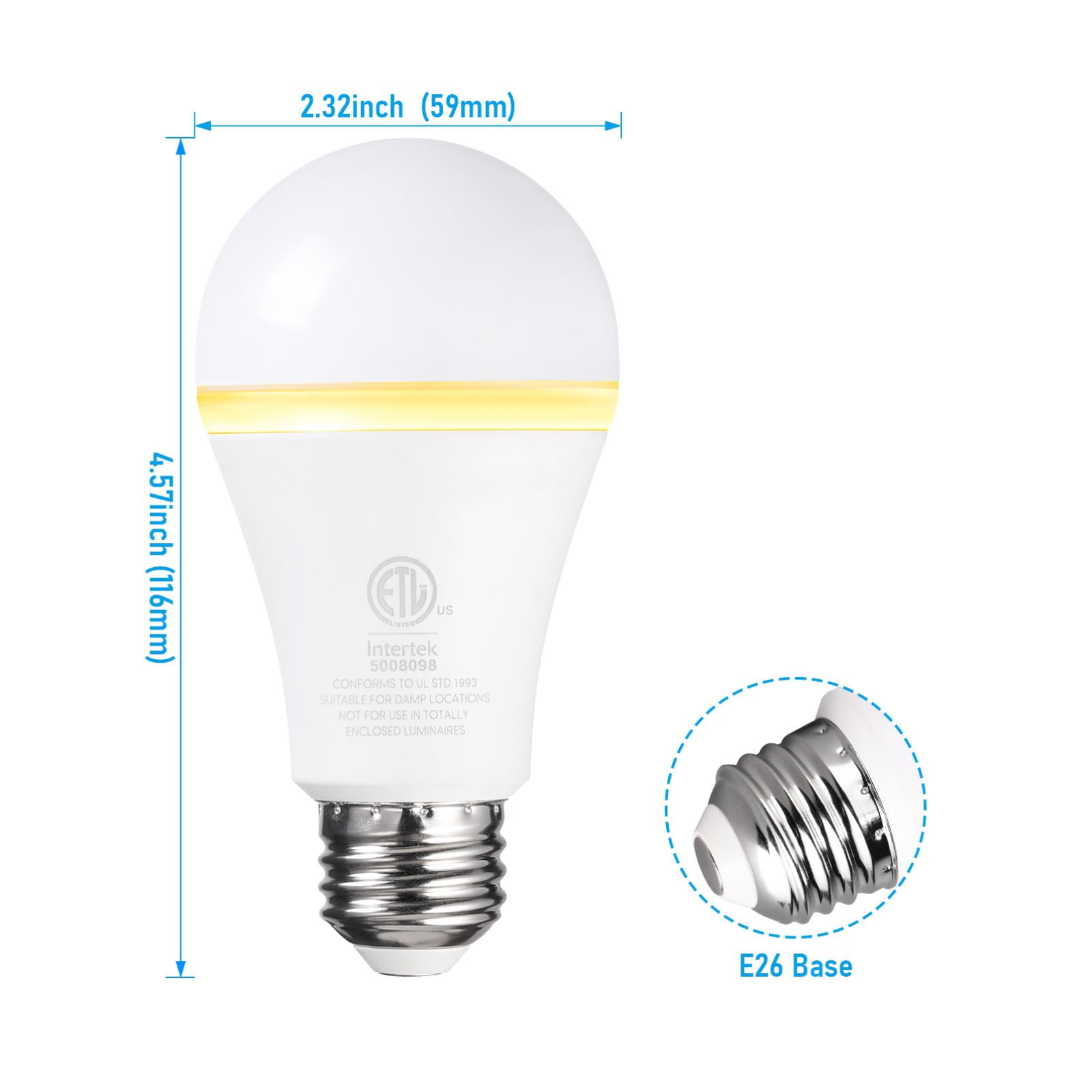 12 Pack 9W A19 Dimmable Dual Mode LED Bulb, 800LM Low Energy Circadian Night Light Bulbs, E26 Base, 5000K Daylight & 2000K Amber Light
