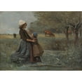thumbnail image 2 of Jean-Baptiste-Camille Corot 14x11 Black Ornate Wood Framed Double Matted Museum Art Print Titled: The Two Sisters in the Meadow, 2 of 5