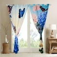 thumbnail image 3 of Flowers 30%-50% Blackout Curtains,Blue Florals Botanical Curtains,3D Butterfly Insects Thermal Curtains & Drapes,Kawaii Excavator Print Window Curtains,2 Panels,(38Wx45L), 3 of 6