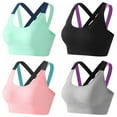 thumbnail image 2 of Women Strappy Sports Bra for Women,Cross Back Sports Bra Padded Yoga Bra 4 Pack Medium Support Workout Bra, 2 of 9
