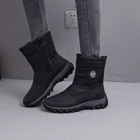

MIASHUI Ladies Winter Flat-Bottomed Water-Repellent And Velvet Warm Mid-Tube Snow Boots Women Sneakers Shoes Wedges Women Shoes Casual