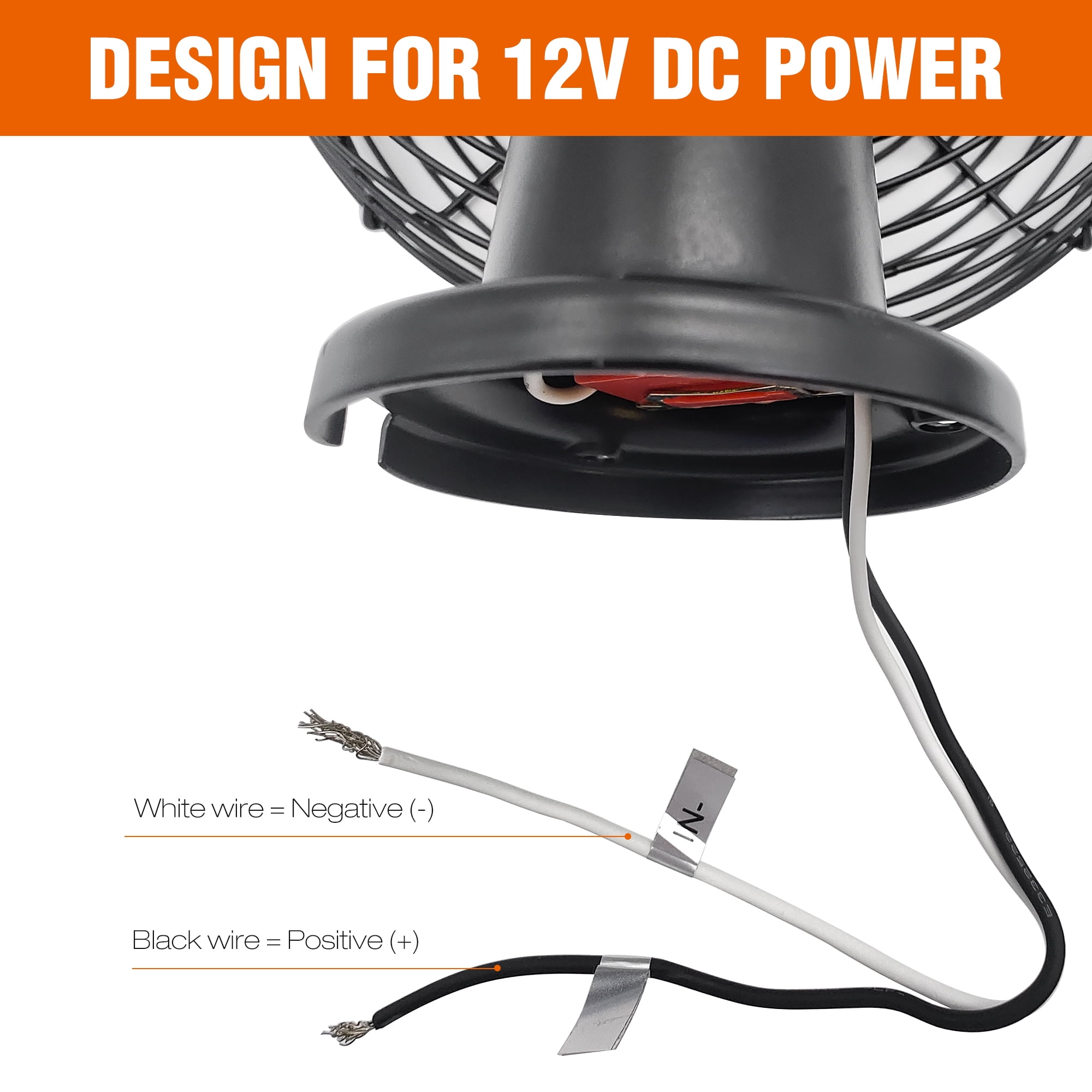 Facon 12V RV Cooling Fan with 2 Speed Switch, Dia: 8-3/4’’, Heavy Duty Black Metal Car Fan, for Auto Truck, RV, Camper, Trailer, Car, Buses and Boats ( Pack of 2 )