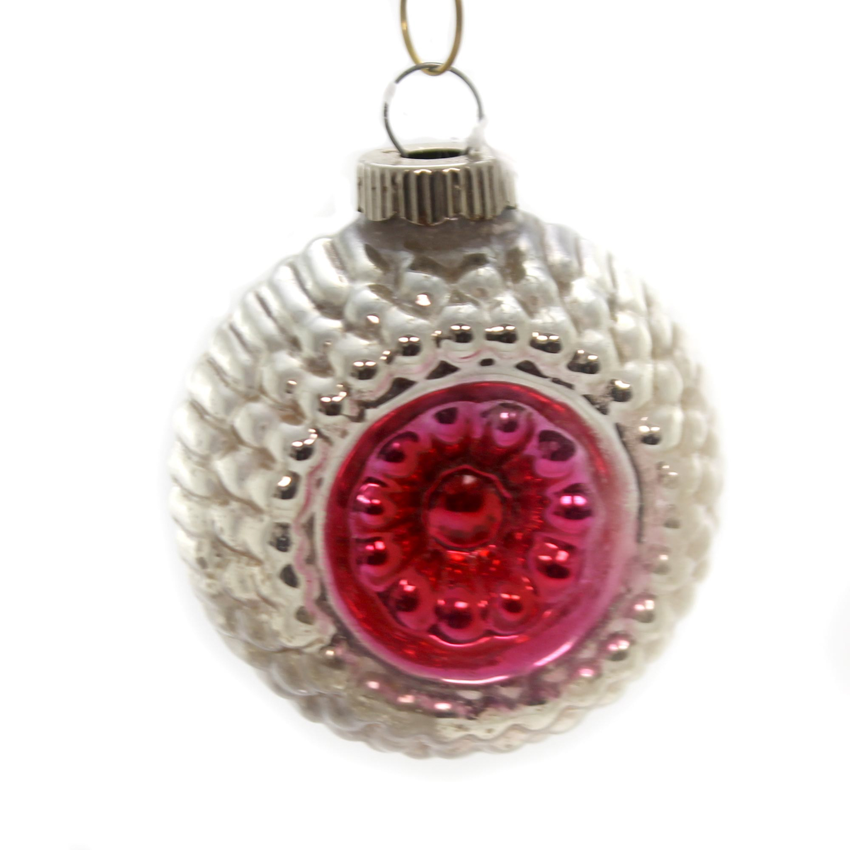 Holiday Ornaments RIPPLE ORNAMENT W/ REFLECTOR Glass Shiny Brite Usa