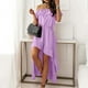 thumbnail image 4 of Vestido HUOGUO Fashion para mujer, liso, cuello oblicuo, volante asimétrico, 4 of 5