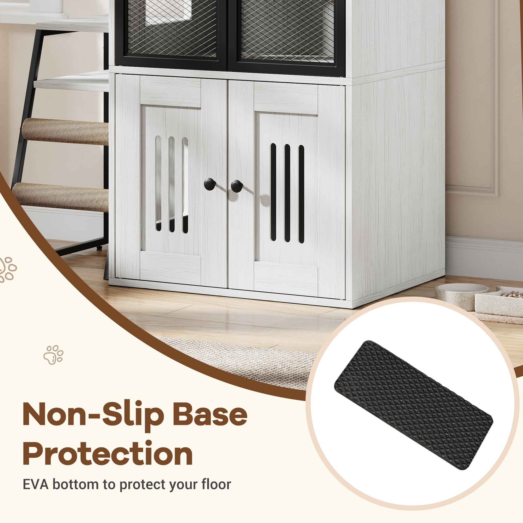 Huisuilinss Cat Litter Box Enclosure With Platform,Double Layer Hidden Litter Box Furniture With Doors,Indoor Cat House With Ladder,Litter Box Cabinet With Storage Space,Cat Washroom