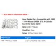 thumbnail image 2 of Head Gasket Set - Compatible with 1989 - 1990 Nissan 240SX 2.4L 4-Cylinder KA24E 12-Valve SOHC, 2 of 2