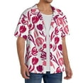 thumbnail image 4 of Vsdgher Tulips Flowers Print Men's Wrinkle Free Untucked Cuban Shirt Business Casual Button Down Shirts Short Sleeve Shirt, 4 of 7