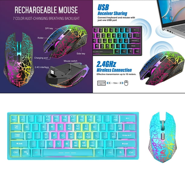 Conjunto de teclado y mouse inalambricos Plug Play silencioso Azul Sunnimix Raton Teclado Inalambrico Walmart en linea