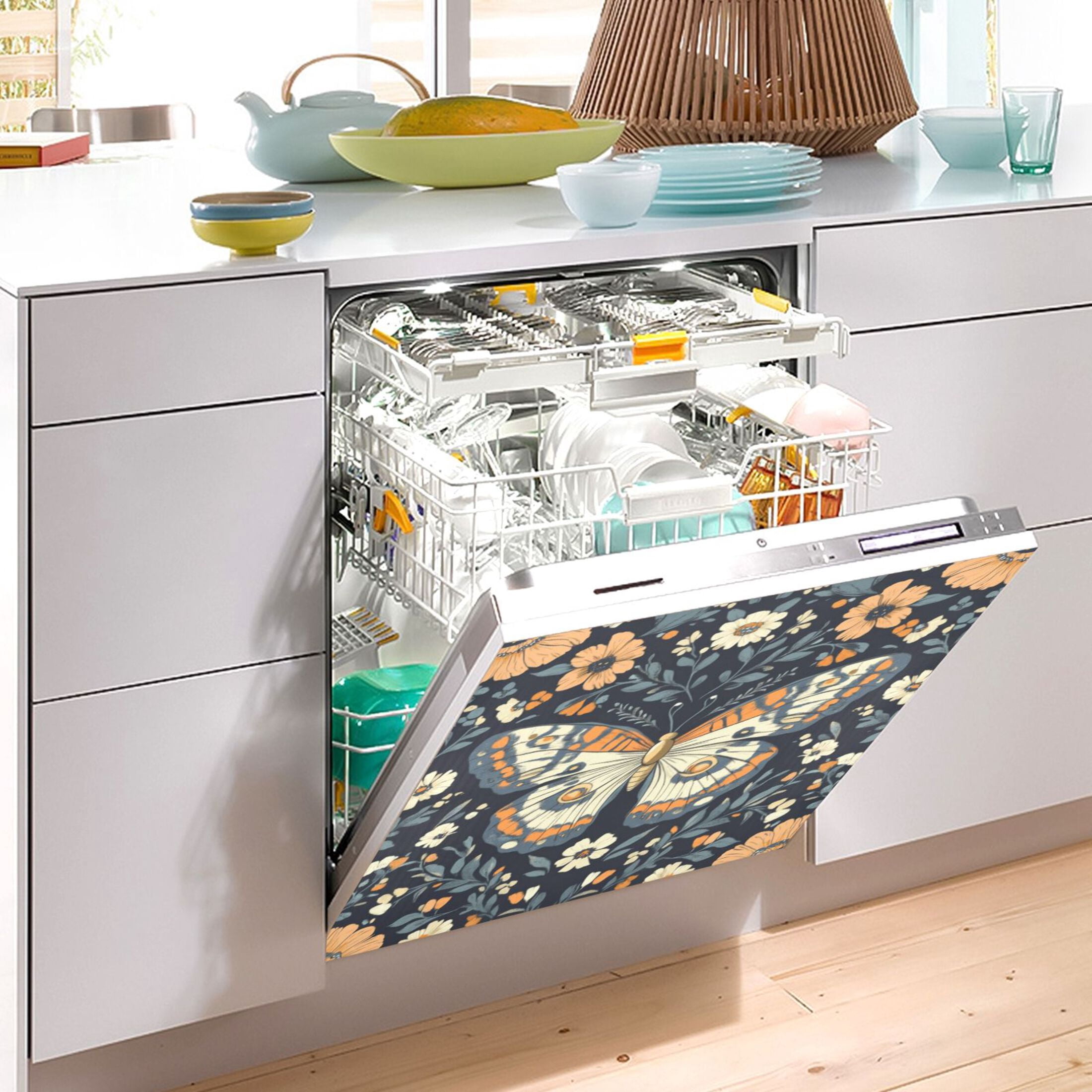 Dishwasher Magnetic Sticker 23x26 Inch Refrigerator Magnetic Sticker Washing Machine Magnetic Sticker Kitchen Panel Magnetic Sticker Home Decor Beautiful Big Butterfly