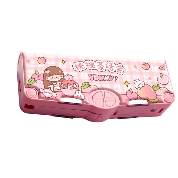 ROZYARD Cartoon Pen Case Multifunctional Pencil Box With Scissors Sharpener Timetable Finger Wrap Tape Clear Ruler Eraser