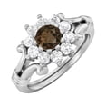 thumbnail image 2 of Mooneye 4.5mm Round Shape Smoky Quartz 925 Sterling Silver Cluster Women Graduation Gift Ring, 2 of 8