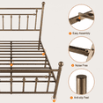 thumbnail image 6 of Amolife Full Bed Frame, Metal Platform Bed Frame with Vintage Pattern Headboard, Antique Bronze, 6 of 7